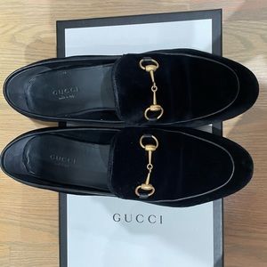 Black Velvet Gucci Loafers Women